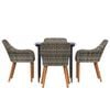 vidaXL Garden Dining Set with Cushion 5 pcs Grey Poly Rattan
