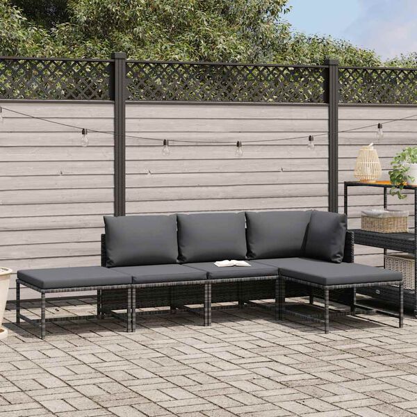vidaXL Garden Sofa Set Grey and Anthracite PE Rattan and Steel Standard