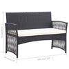 vidaXL Garden Lounge Set Black Poly Rattan Medium Removable Covers