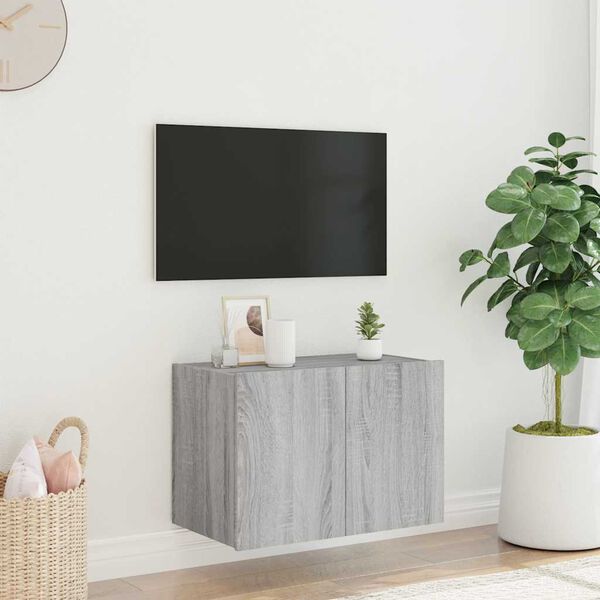 vidaXL TV Wall Cabinet Gray sonoma Engineered wood 23.6 x 13.8 x 16.1 in