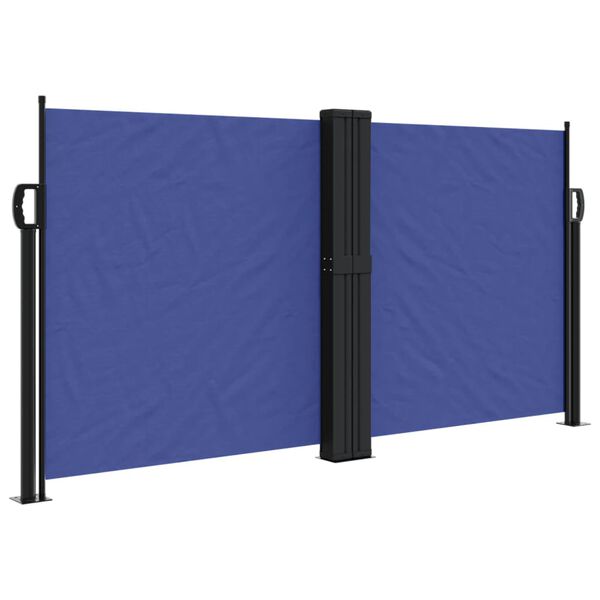 vidaXL Retractable Side Awning Blue 100% polyester with PU coating Large