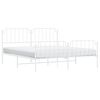 vidaXL Bed Frame White Powder-Coated Steel Full Bed Frame Rectangular
