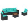 vidaXL 7 Piece Patio Sofa Set with Cushions Black Poly Rattan
