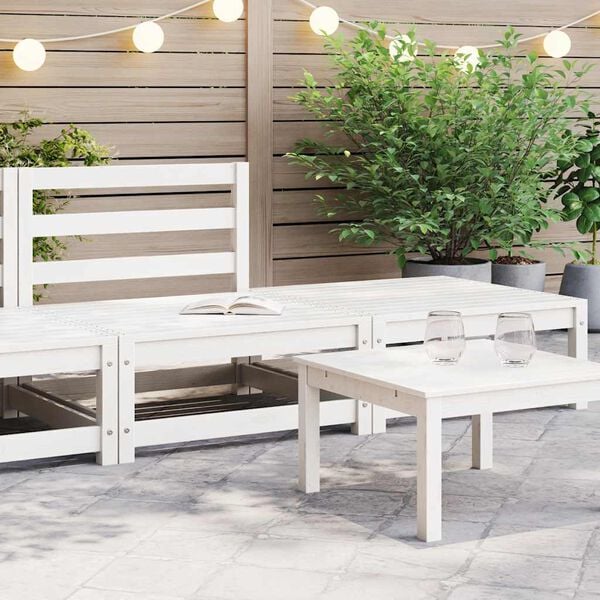 vidaXL Garden Lounge Set White Solid pinewood Medium Modular