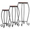 vidaXL Table Set of 3 Terracotta and Black Iron frame, Ceramic top
