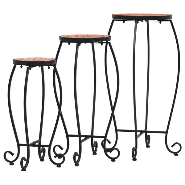 vidaXL Table Set of 3 Terracotta and Black Iron frame, Ceramic top