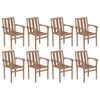 vidaXL Stackable Chair Set of 8 Warm Brown Solid Teak Wood Standard
