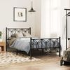 vidaXL Bed Frame Black Steel Twin Bed Frame Rectangular Modern