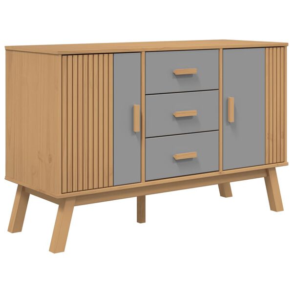 vidaXL Sideboard Grey and brown Solid pine wood, engineered wood Medium
