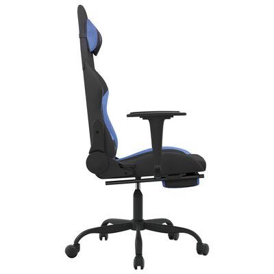 vidaXL Massage Gaming Chair with Footrest Black and Blue Fabric