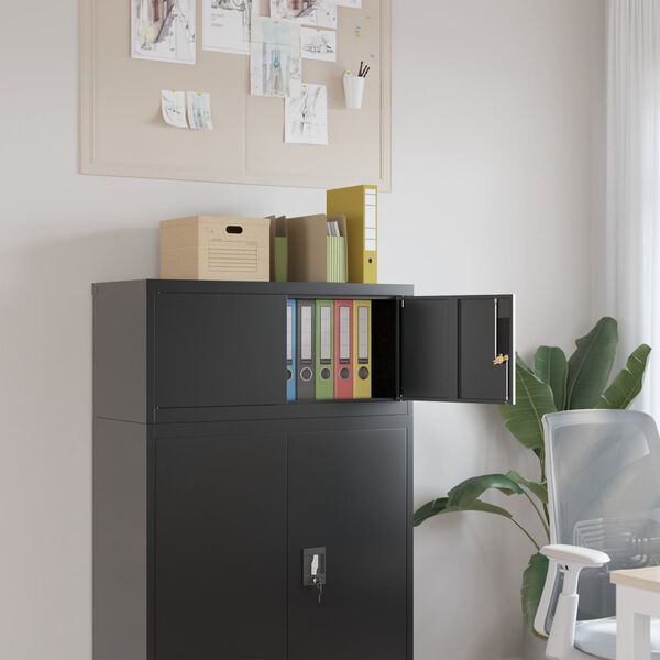 vidaXL File Cabinet Black Powder-coated Steel Medium File Cabinet