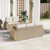 vidaXL Garden Sofa Set Beige PE Rattan, Powder-Coated Steel, Tempered Glass