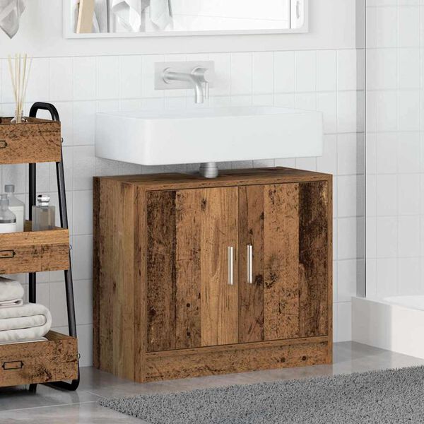 vidaXL Bathroom Cabinet with Storage Old Wood 24.80 x 11.42 x 21.65 in