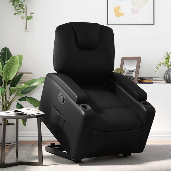 vidaXL Stand up Recliner Chair Black Faux Leather