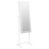 vidaXL Mirror Jewelry Cabinet White Engineered Wood, Glass, Fabric