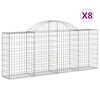 vidaXL Gabion Basket Set of 8 Silver Galvanized Iron Large Durable