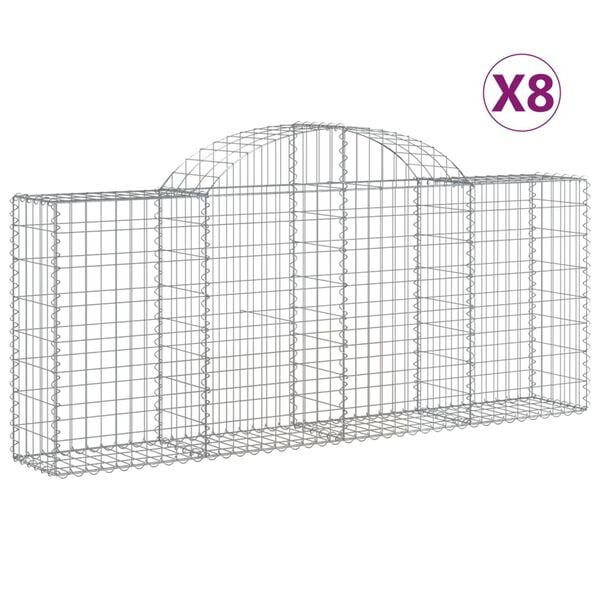 vidaXL Gabion Basket Set of 8 Silver Galvanized Iron Large Durable