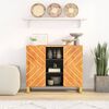 vidaXL Side Cabinet Brown and Black Solid Mango Wood, MDF, Iron Medium