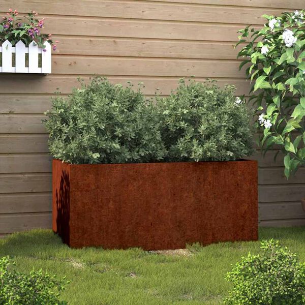 vidaXL Planter Rusty Corten Steel Medium Durable Planter Rectangular