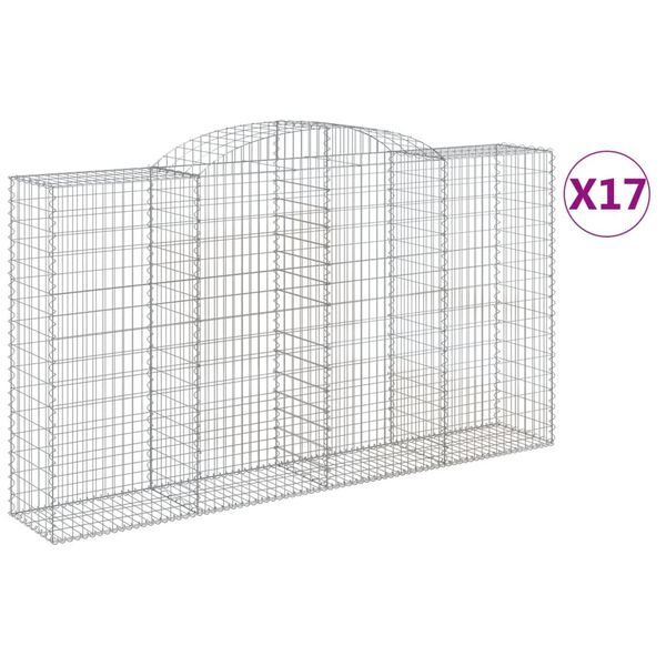 vidaXL Gabion Basket Set of 17 Silver Galvanized iron Extra Large
