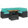 vidaXL 6 Piece Patio Sofa Set with Cushions Black Poly Rattan