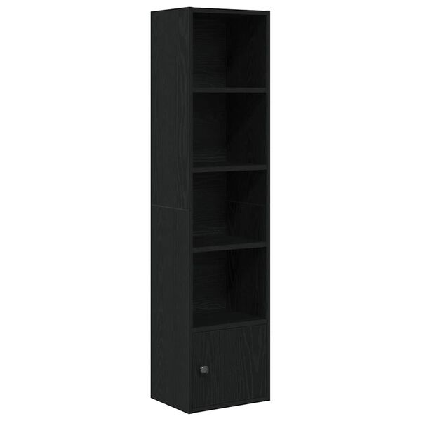 vidaXL Bookcase Black Oak Engineered Wood Medium Bookcase Rectangular