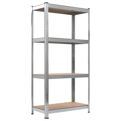vidaXL 4-Layer Storage Shelf Silver Steel&Engineered Wood