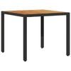 vidaXL Garden Table Black PE Rattan 35.4 x 35.4 x 29.5 in Tough