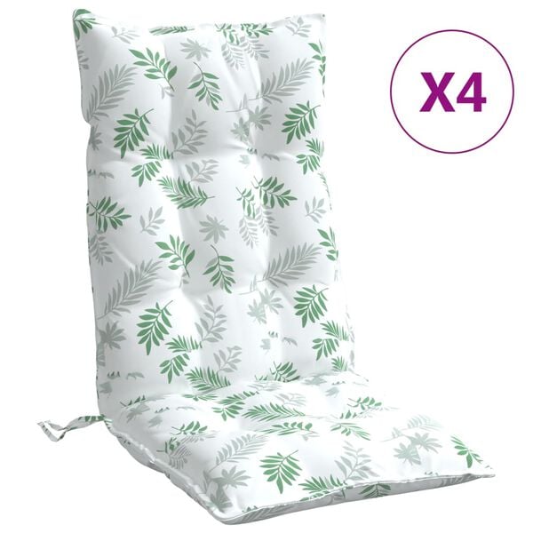 vidaXL Highback Chair Cushion Set of 4 Leaf Pattern