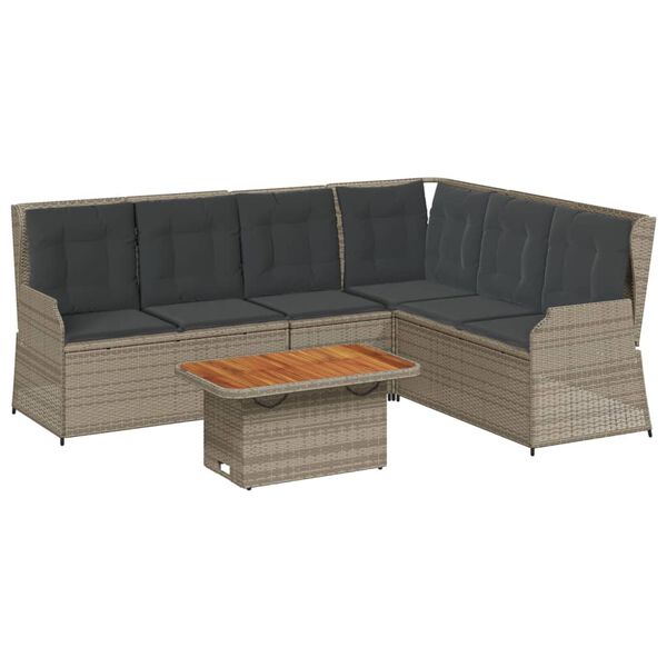 vidaXL Garden Lounge Set Grey and Brown PE Rattan Large