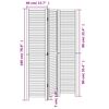 vidaXL Room Divider 3 Panels White Solid Wood Paulownia