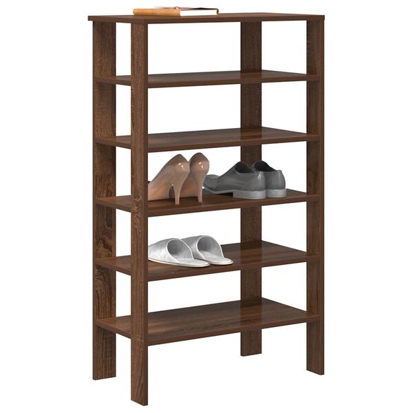 vidaXL Shoe Rack Brown oak Engineered wood Medium Shoe Rack