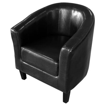 vidaXL Tub Chair Black Faux Leather