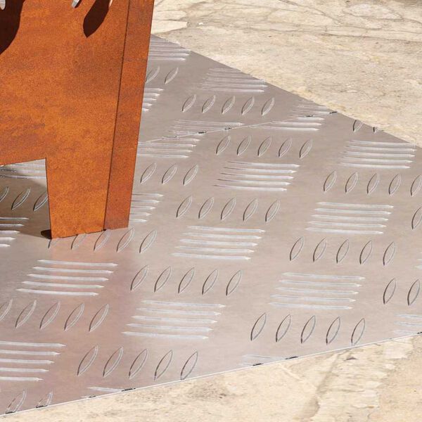 vidaXL Stair Tread Rectangular 2 pcs Silver 31.50 x 15.75 in Aluminium