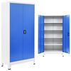 vidaXL Office Cabinet Grey and Blue Metal 35.4x15.7x70.9 in