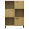 vidaXL Bookcase Brown Solid pine wood, Metal Medium Bookcase