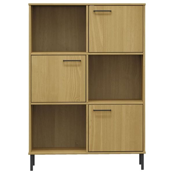 vidaXL Bookcase Brown Solid pine wood, Metal Medium Bookcase
