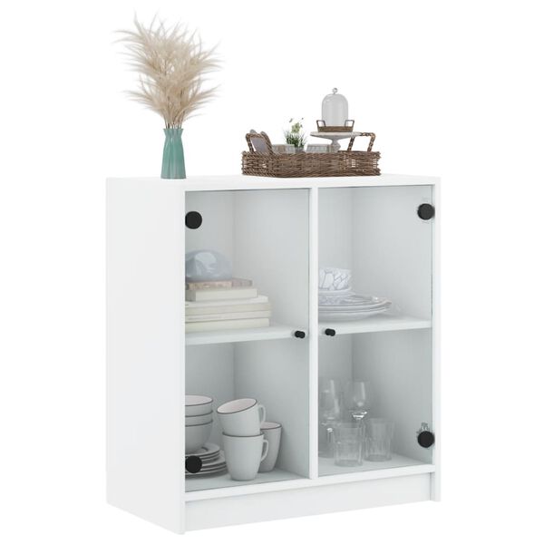 vidaXL Side Cabinet White Engineered wood, glass 26.8x14.6x29.7 in