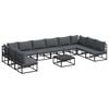 vidaXL Garden Sofa Set with Cushion 11 pcs Black Aluminium