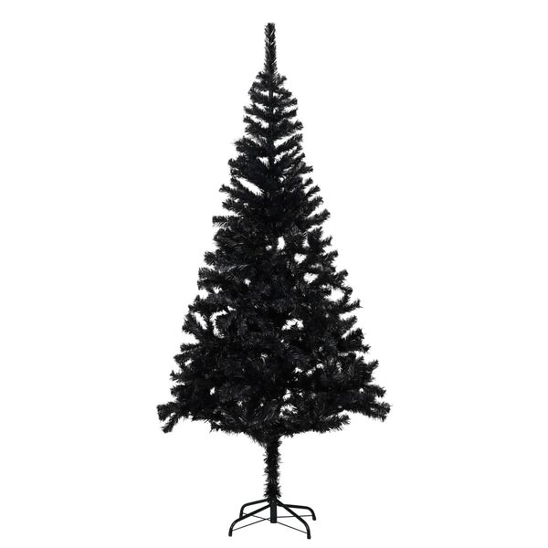 vidaXL Artificial Pre-lit Christmas Tree with Stand Black 70.9" PVC