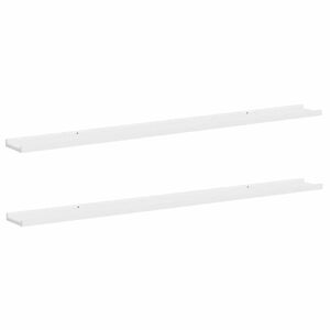 vidaXL Wall Shelf Set of 2 White MDF 45.3 x 3.5 x 1.2 in Wall mounting