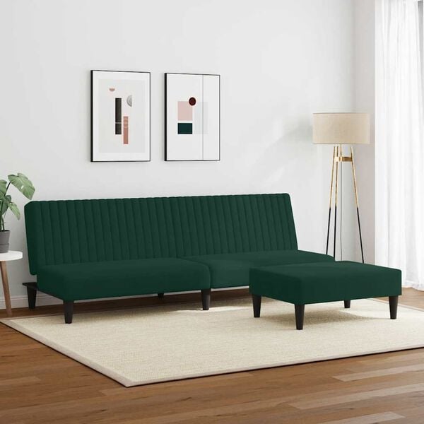 vidaXL Sofa Set Dark Green Velvet (100% polyester), wood, plastic Compact