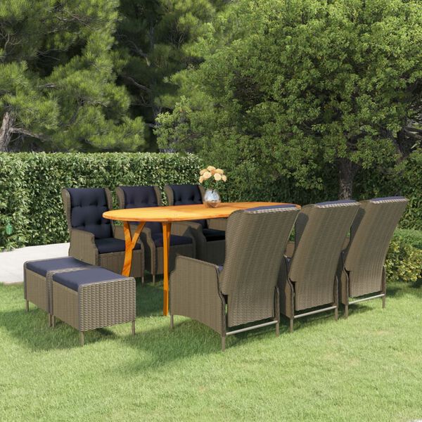 vidaXL 9 Piece Patio Dining Set Brown