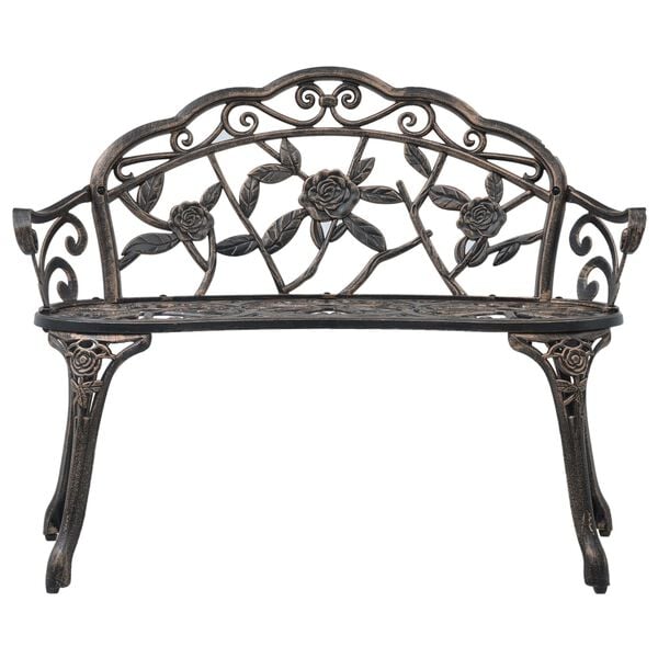 vidaXL Bistro Bench Bronze Cast Aluminum, Cast Iron Medium Sturdy