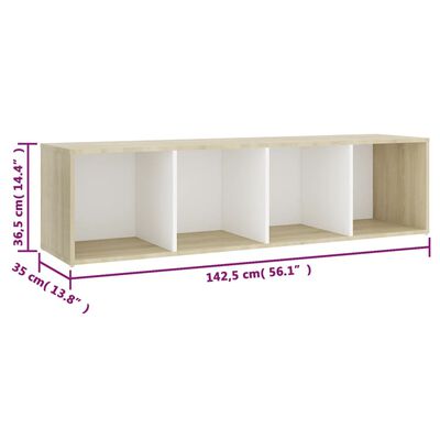 vidaXL TV Cabinets 2 pcs White & Sonoma Oak 56.1"x13.8"x14.4" Chipboard