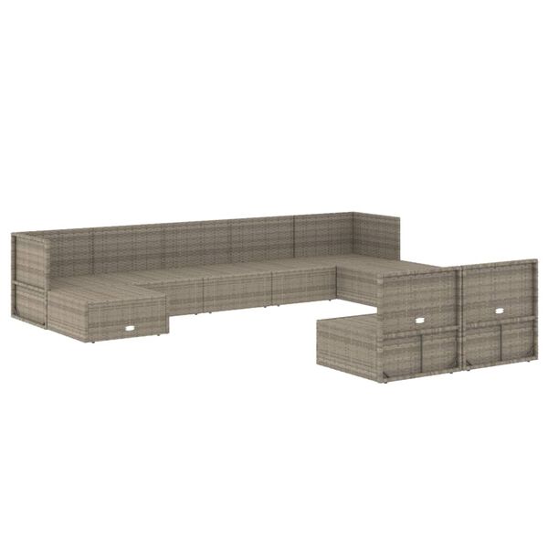 vidaXL Garden Lounge Set Grey PE Rattan Large Modular