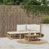 vidaXL Garden Lounge Set Cream White Bamboo, Fabric (100% Polyester)