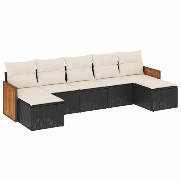 vidaXL Garden Sofa Set Black, Cream White