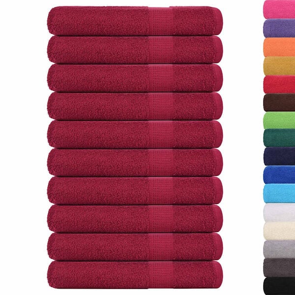 vidaXL Sauna Towel Set of 10 Bordeaux 100% cotton 31.5 x 78.7 in