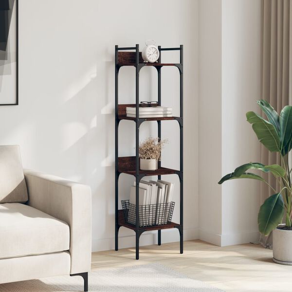 vidaXL Bookshelf Brown Oak Engineered wood, powder-coated steel Tall